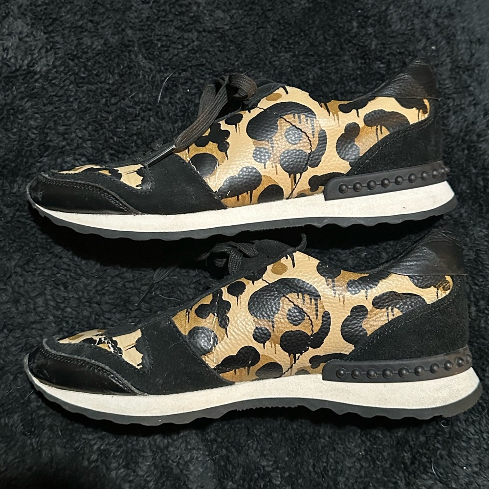 COACH Black Cheetah Leopard Print Moonlight Wild Beast Sneaker Shoe Size 7